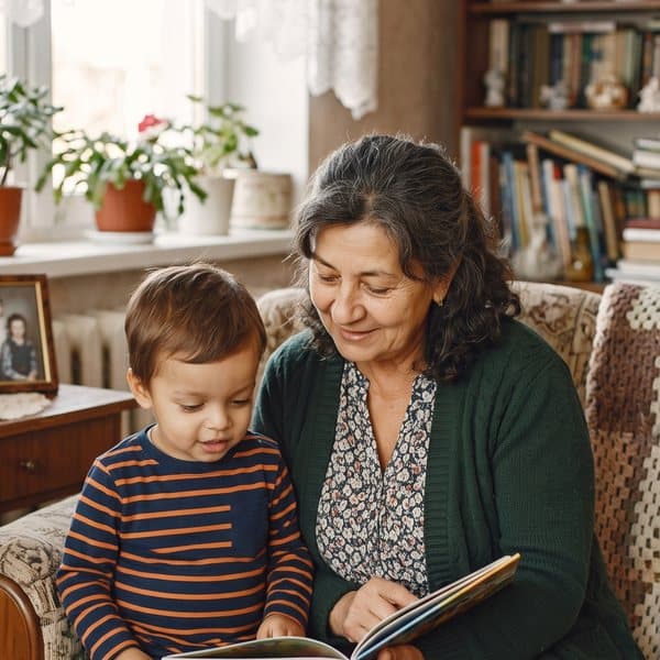 Leo reading with Nana